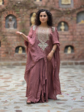 Embroidered neck drape set - pink